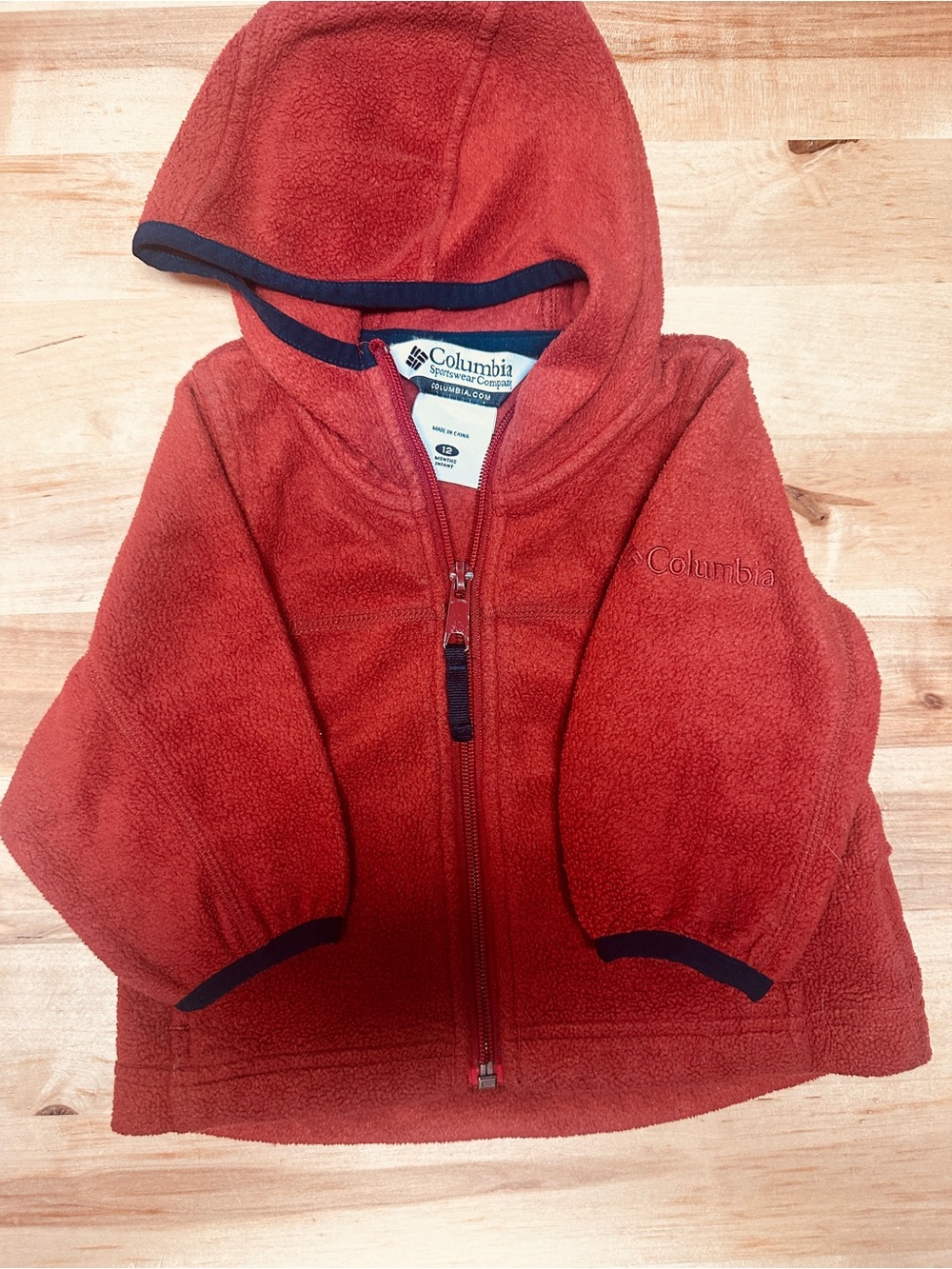Columbia 12 months Rust Red Hooded Fleece Columbia Jacket